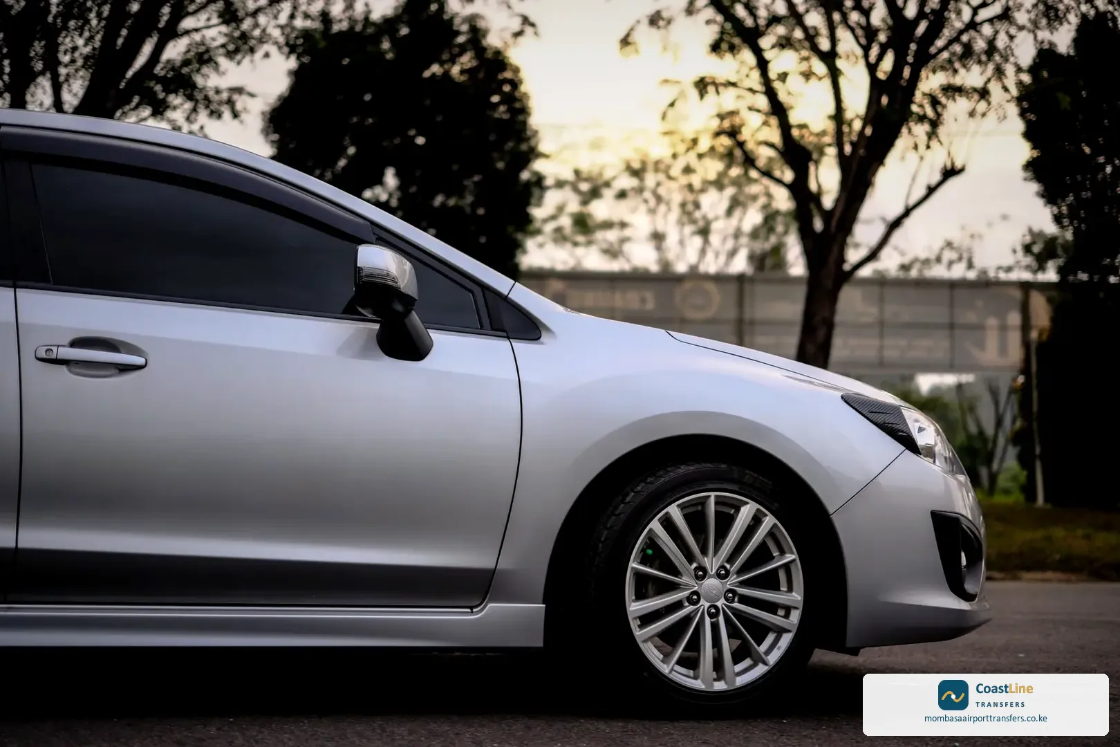 private transfer saloon car parked and ready for a Mombasa airport route