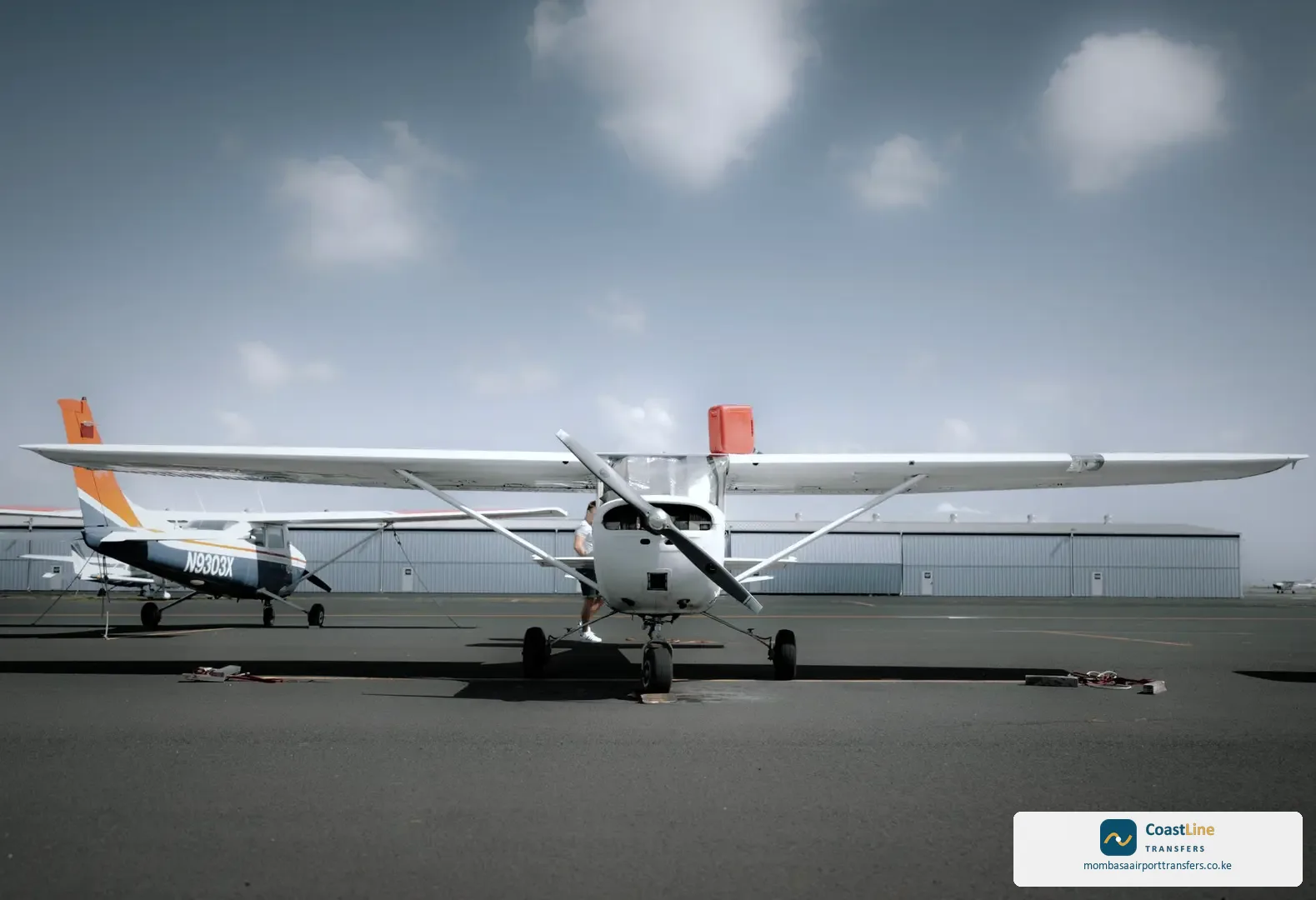 light charter aircraft on small airstrip near Diani Beach Kenya